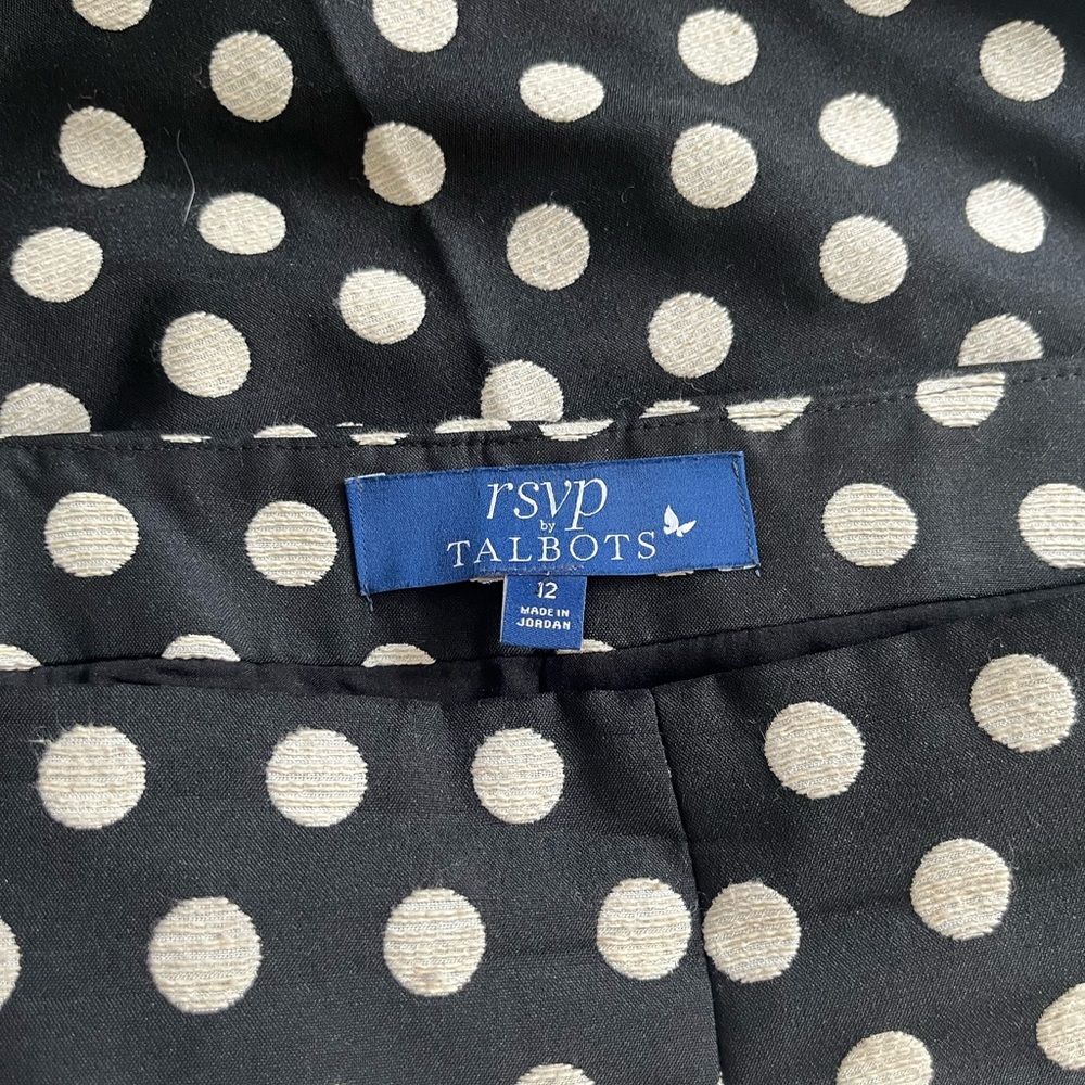 Talbots RSVP Black and Cream Polka Dot Psnt - Picture 3 of 5